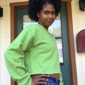 Green cropped sweater